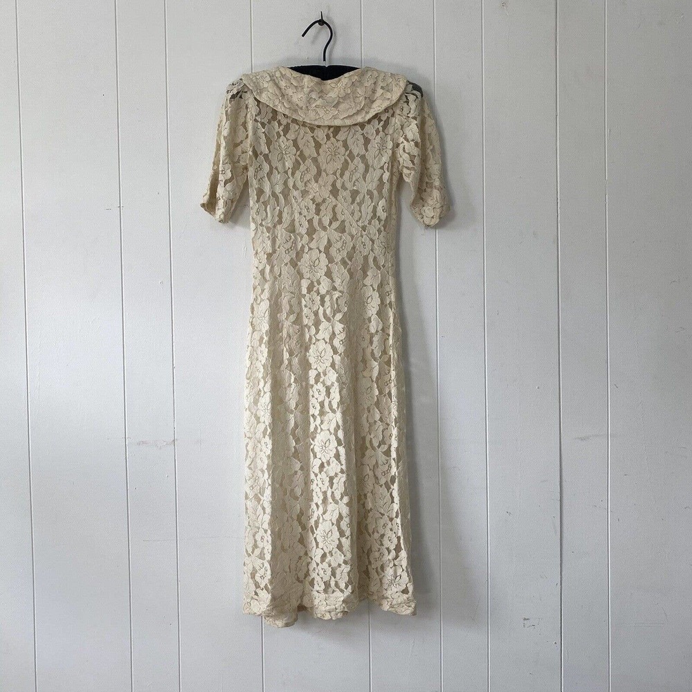Antique 1930s Sheer Bias Cut Net Lace Dress with Cape Shawl Wedding Bridal